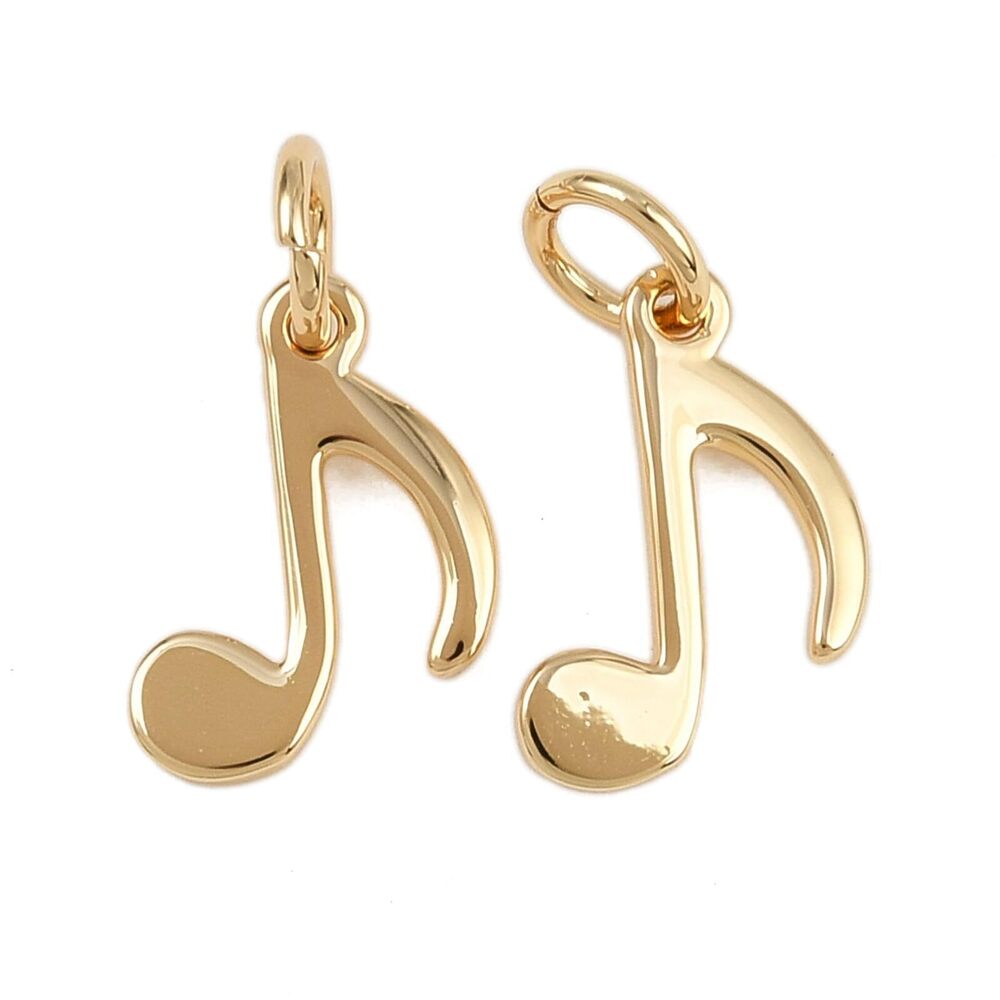 3088 20 pcs Musical Note Theme Brass Charms Real 18K Gold Plated Music